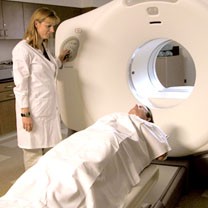 patient undergoing PET/CT scanning